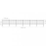 fekete acélkerítés lándzsás tetejű szegéllyel 1070 x 120 cm