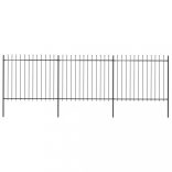 fekete acélkerítés lándzsás tetejű szegéllyel 537 x 150 cm