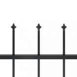 fekete acélkerítés lándzsás tetejű szegéllyel 537 x 150 cm