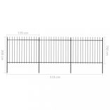 fekete acélkerítés lándzsás tetejű szegéllyel 537 x 150 cm