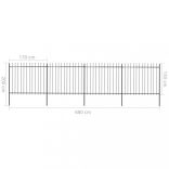 fekete acélkerítés lándzsás tetejű 714,5 x 150 cm