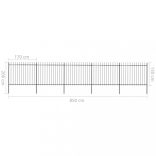 fekete acélkerítés lándzsás tetejű szegéllyel 892,5 x 150 cm