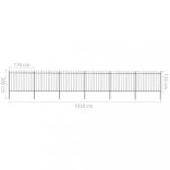 fekete acél kerti kerítés lándzsás tetejű 1070 x 150 cm