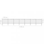 fekete acélkerítés lándzsás tetejű szegéllyel 1248 x 150 cm