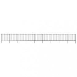   fekete acél kerti kerítés lándzsás tetejű 1603,5 x 150 cm