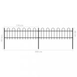 fekete acélkerítés karikás tetejű 359 x 60 cm