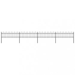 fekete acélkerítés karikás tetejű 714,5 x 60 cm