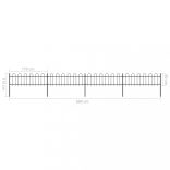fekete acélkerítés karikás tetejű 714,5 x 60 cm