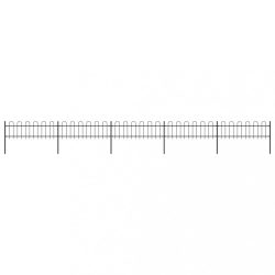 fekete acélkerítés karikás tetejű 892,5 x 60 cm