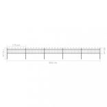 fekete acélkerítés karikás tetejű 892,5 x 60 cm