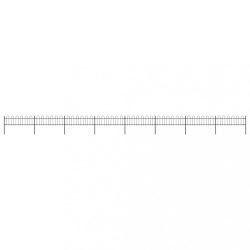 fekete acélkerítés karikás tetejű 1426 x 60 cm