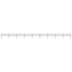 fekete acélkerítés karikás tetejű 1603,5 x 60 cm