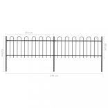 fekete acélkerítés karikás tetejű 359 x 80 cm