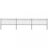 fekete acélkerítés karikás tetejű 537 x 80 cm