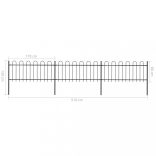 fekete acélkerítés karikás tetejű 537 x 80 cm