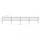fekete acélkerítés karikás tetejű 714,5 x 80 cm