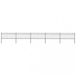 fekete acélkerítés karikás tetejű 892,5 x 80 cm