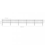 fekete acélkerítés karikás tetejű 892,5 x 80 cm