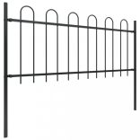 fekete acélkerítés karikás tetejű 1070 x 80 cm