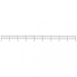 fekete acélkerítés karikás tetejű 1603,5 x 80 cm