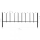 fekete acélkerítés karikás tetejű 359 x 100 cm