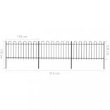 fekete acélkerítés karikás tetejű 537 x 100 cm