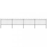 fekete acélkerítés karikás tetejű 714,5 x 100 cm