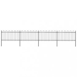 fekete acélkerítés karikás tetejű 714,5 x 100 cm