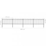 fekete acélkerítés karikás tetejű 714,5 x 100 cm