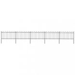 fekete acélkerítés karikás tetejű 892,5 x 100 cm