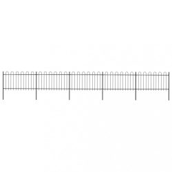 fekete acélkerítés karikás tetejű 892,5 x 100 cm