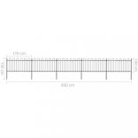 fekete acélkerítés karikás tetejű 892,5 x 100 cm