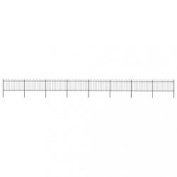 fekete acélkerítés karikás tetejű 1426 x 100 cm