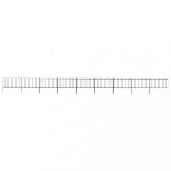 fekete acélkerítés karikás tetejű 1603,5 x 100 cm