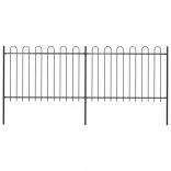 fekete acélkerítés karikás tetejű 359 x 120 cm