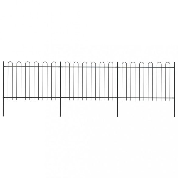fekete acélkerítés karikás tetejű 537 x 120 cm