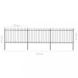 fekete acélkerítés karikás tetejű 537 x 120 cm