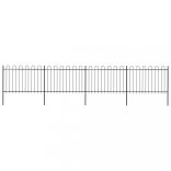 fekete acélkerítés karikás tetejű 714,5 x 120 cm