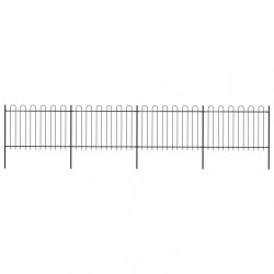 fekete acélkerítés karikás tetejű 714,5 x 120 cm