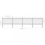 fekete acélkerítés karikás tetejű 714,5 x 120 cm