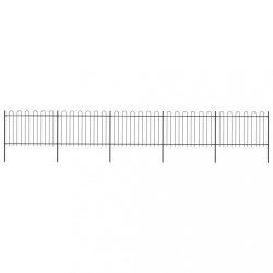 fekete hajlított tetejű acélkerítés 8,5 x 1,2 m