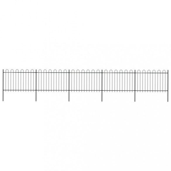 fekete hajlított tetejű acélkerítés 8,5 x 1,2 m