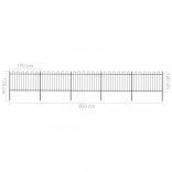 fekete hajlított tetejű acélkerítés 8,5 x 1,2 m