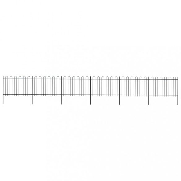 fekete acélkerítés karimás tetejű 1070 x 120 cm