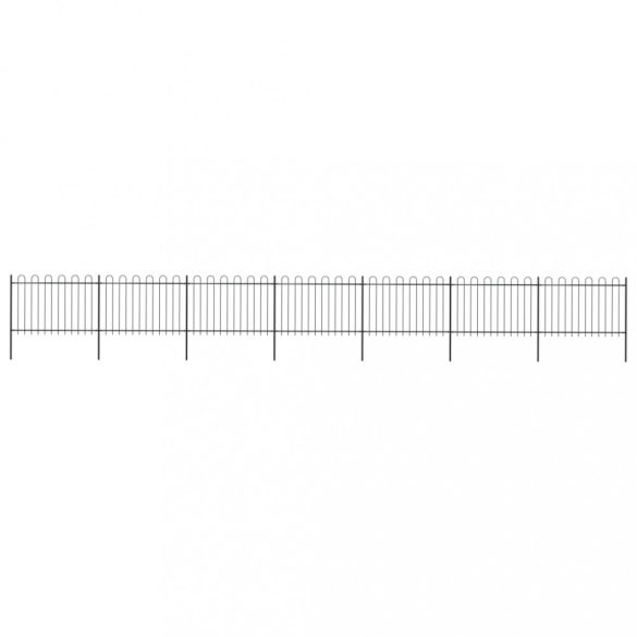 fekete acélkerítés karimás tetejű 1248 x 120 cm