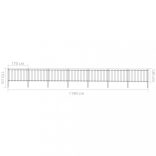 fekete acélkerítés karimás tetejű 1248 x 120 cm