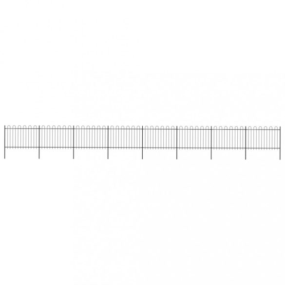 fekete acélkerítés karikás tetejű 1426 x 120 cm