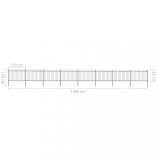 fekete acélkerítés karikás tetejű 1426 x 120 cm