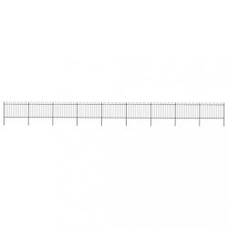 fekete acélkerítés karikás tetejű 1603,5 x 120 cm