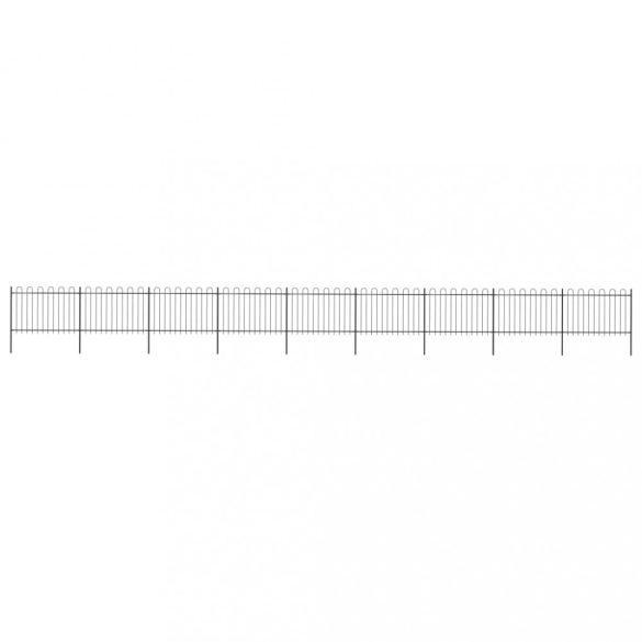 fekete acélkerítés karikás tetejű 1603,5 x 120 cm